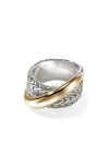 John Hardy 14k Yellow Gold & Sterling Silver Jh Essentials Crossover Ring