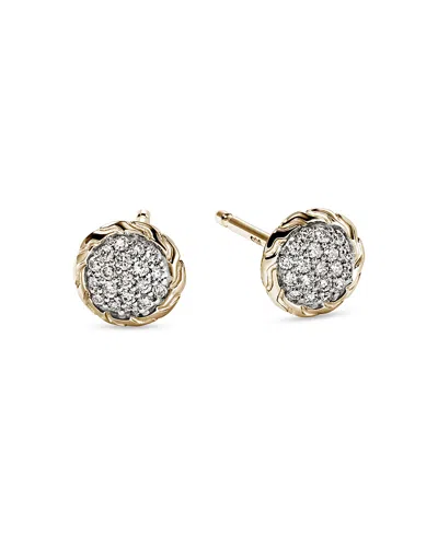 John Hardy Jh Essentials 14k Yellow Gold Diamond Pave Stud Earrings