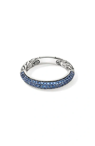 John Hardy Jh Essentials Band Ring, 3.5mm In Silver/blue Sapphire