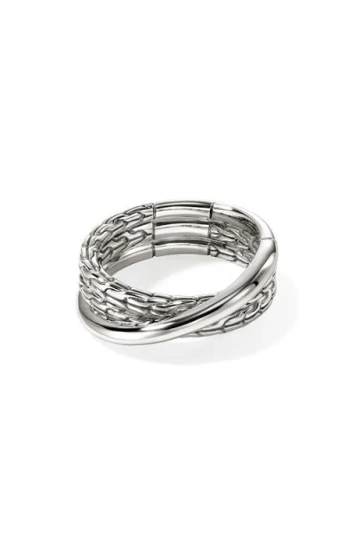 John Hardy Jh Essentials Crossover Ring In Silver