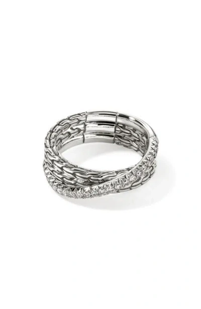 John Hardy Jh Essential Pavé Crossover Ring In Metallic