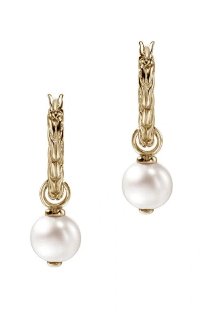 John Hardy 14kt Yellow Gold Jh Essential Pearl Hoop Earrings
