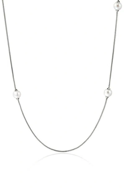 John Hardy Jh Essentials Freshwater Pearl Station Necklace In Silver/pearl