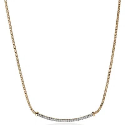 John Hardy Jh Essentials Pavé Necklace, Gold, Diamonds, 1.8mm In Brown
