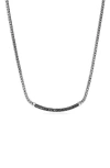 John Hardy Sterling Silver Jh Essentials Black Sapphire Pave Curved Bar Necklace, 16-18 In Metallic