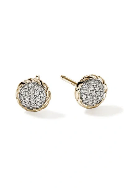 John Hardy 14k Yellow Gold Jh Essentials Diamond Pave Stud Earrings