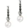 John Hardy Sterling Silver Jh Essentials Freshwater Pearl Hoop Earrings In Silver