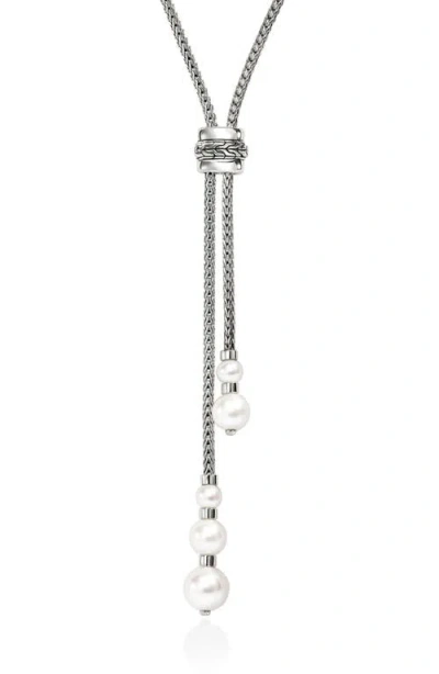 John Hardy Jh Essentials Pearl Lariat Necklace In Silver