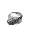 John Hardy Sterling Silver Jh Essentials Black Sapphire Pave Crossover Statement Ring In Gray