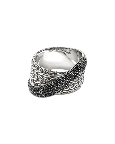 John Hardy Jh Essentials Sterling Silver Black Sapphire Pave Crossover Ring