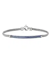 John Hardy Jh Essentials Sterling Silver Blue Sapphire Pave Bracelet In Metallic