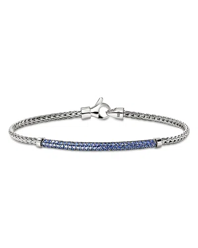 John Hardy Jh Essentials Sterling Silver Blue Sapphire Pave Bracelet In Metallic