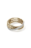 John Hardy 14k Yellow Gold Jh Essentials Diamond Pave Crossover Ring In Gold