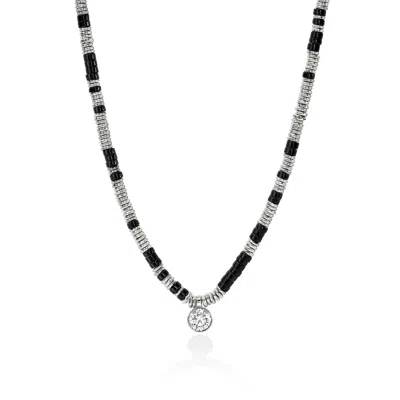 John Hardy Jh Lovestruck™ Heishi Pendant Necklace, Sterling Silver, Hardstones, Diamond, 1.25tcw