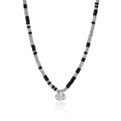 John Hardy Jh Lovestruck™ Heishi Pendant Necklace, Sterling Silver, Hardstones, Diamond, 3.0tcw