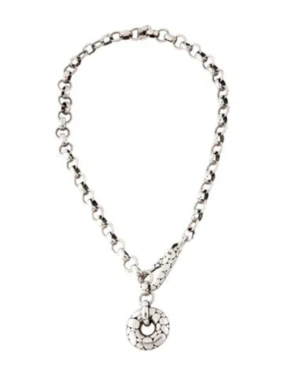 Pre-owned John Hardy Kali Pebble Circle Pendant Necklace, 18" In Multicolor