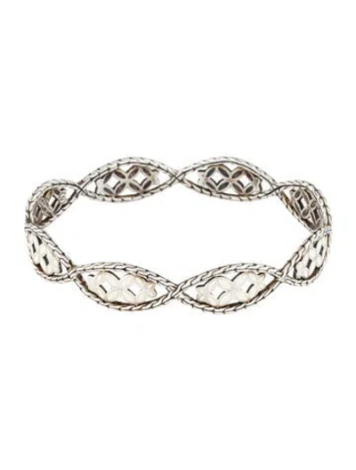 Pre-owned John Hardy Kawung Enamel Bangle Bracelet, 8" In White