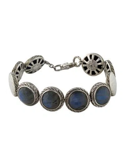 Pre-owned John Hardy Labradorite Batu Palu Disc Bracelet, 6.75" In Multi