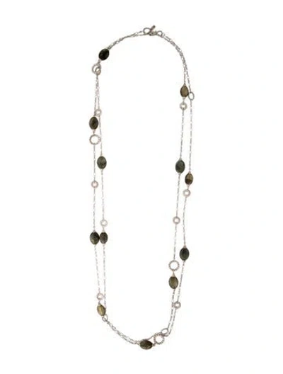 Pre-owned John Hardy Labradorite Bedeg Batu Sautoir Station Necklace, 90" In Multicolor