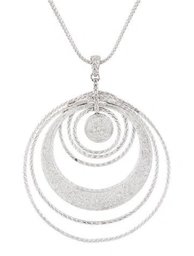 Pre-owned John Hardy Langit Pavé Diamond Circle Pendant Necklace, 29" In Multicolor
