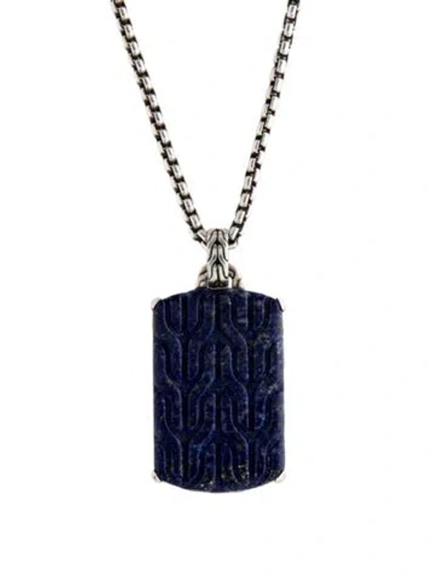 Pre-owned John Hardy Lapis Lazuli Dog Tag Necklace, 26" In Multi