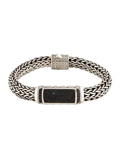 Pre-owned John Hardy Lava & Sapphire Id Bracelet, 7.5" In Black