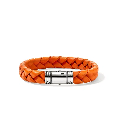 John Hardy Leather Bracelet, Sterling Silver In Orange