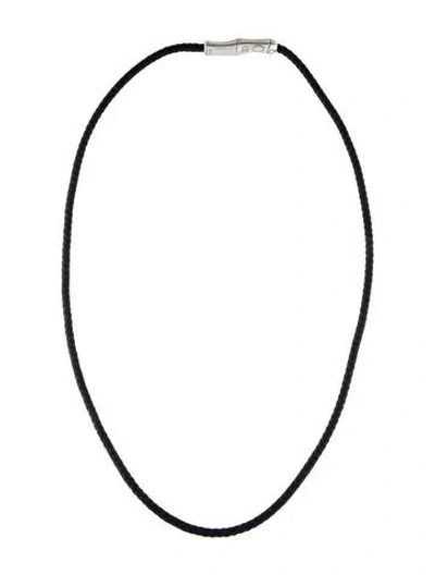 Pre-owned John Hardy Leather Braided Bamboo Cord Necklace, 24" In Black