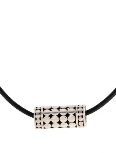 Pre-owned John Hardy Leather Cord Dot Pendant Necklace, 18.25" In Black