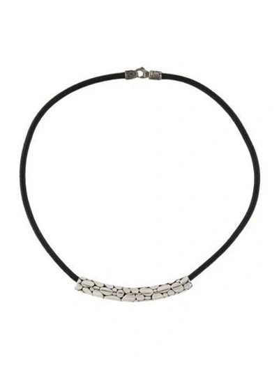 Pre-owned John Hardy Leather Kali Choker Necklace, 15" In Black