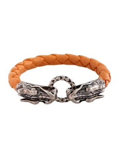 Pre-owned John Hardy Leather Naga Bracelet, 6.5" In Orange