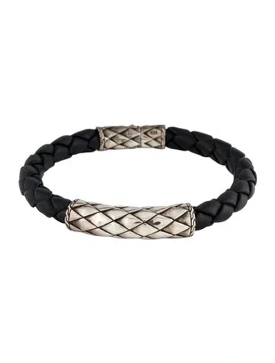 Pre-owned John Hardy Leather Woven Station Bracelet, 8" In Multi