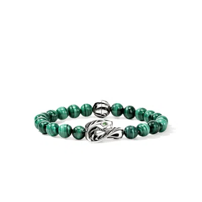 John Hardy Legends Cobra Bracelet, Sterling Silver, Malachite, 8mm In Yellow