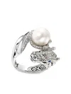 John Hardy Legends Naga Diamond And Pearl Ring In Silver