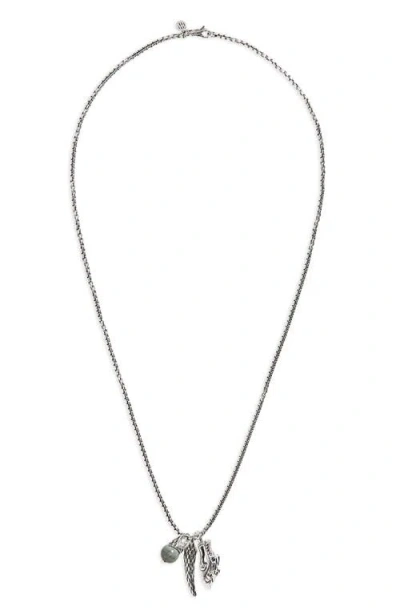 John Hardy Legends Naga Triple Charm Pendant Necklace In Silver/blue Sapphire