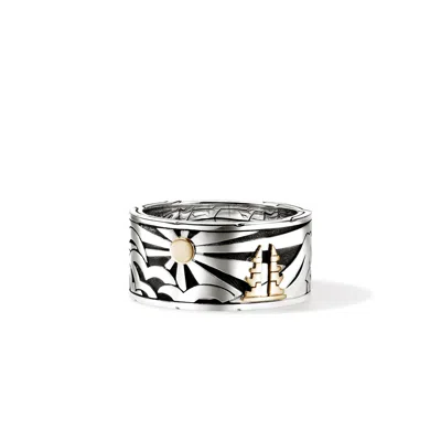 John Hardy Legends Ring, Gold, Sterling Silver, 11.5mm In White