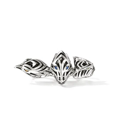 John Hardy Legends Three Finger Ring, Sterling Silver, Gemstones In White