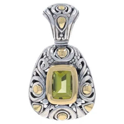 Pre-owned John Hardy Lemon Quartz Pendant Sterling 925 Yellow Gold 18k Rect Buff Top Step