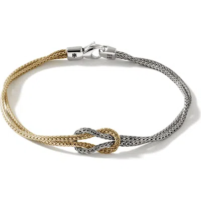 John Hardy 14kt Yellow Gold And Silver Manah 1.8mm Double-row Bracelet In Multi