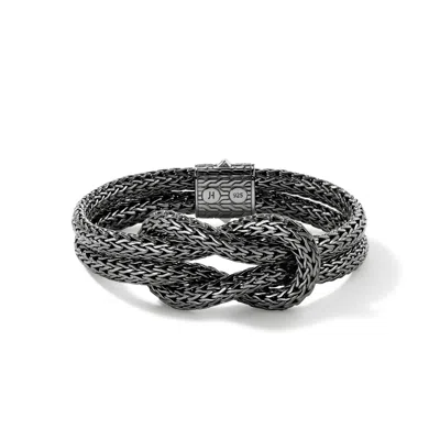 John Hardy Black Rhodium Plated Sterling Silver Love Knot Woven Chain Statement Bracelet