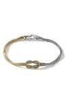 John Hardy 14kt Yellow Gold And Silver Manah 1.8mm Double-row Bracelet In Multi