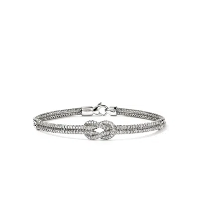 John Hardy Sterling Silver Love Knot Diamond Bracelet In Metallic