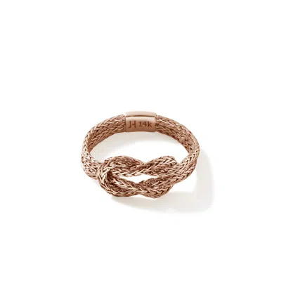 John Hardy Love Knot Chain Ring In Gold