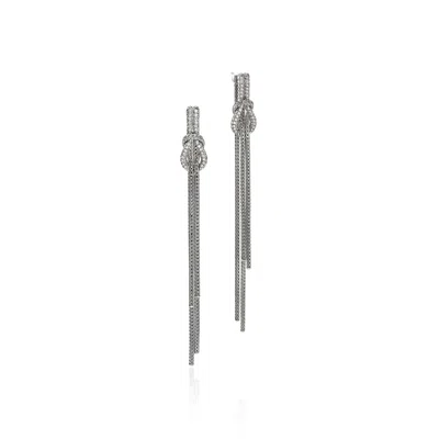 John Hardy Love Knot Drop Earring, Sterling Silver, Diamonds