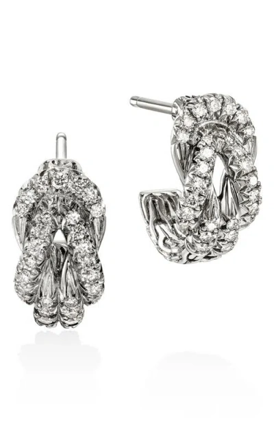 John Hardy Love Knot Earrings, Sterling Silver, Diamonds In Metallic