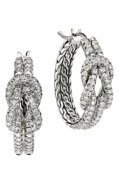 John Hardy Love Knot Earrings, Sterling Silver, Diamonds