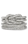 John Hardy Sterling Silver Love Knot Diamond Multirow Ring In Silver
