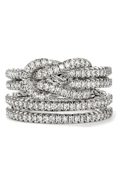 John Hardy Sterling Silver Love Knot Diamond Multirow Ring