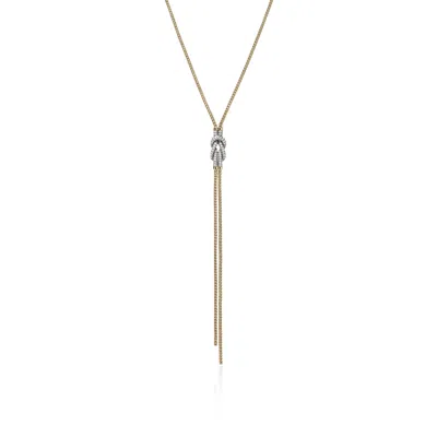 John Hardy Love Knot Y Necklace, Gold, Diamonds