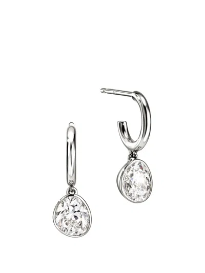 John Hardy Sterling Silver Jh Lovestruck Lab Grown Diamond Solitaire Dangle Hoop Earrings In Metallic